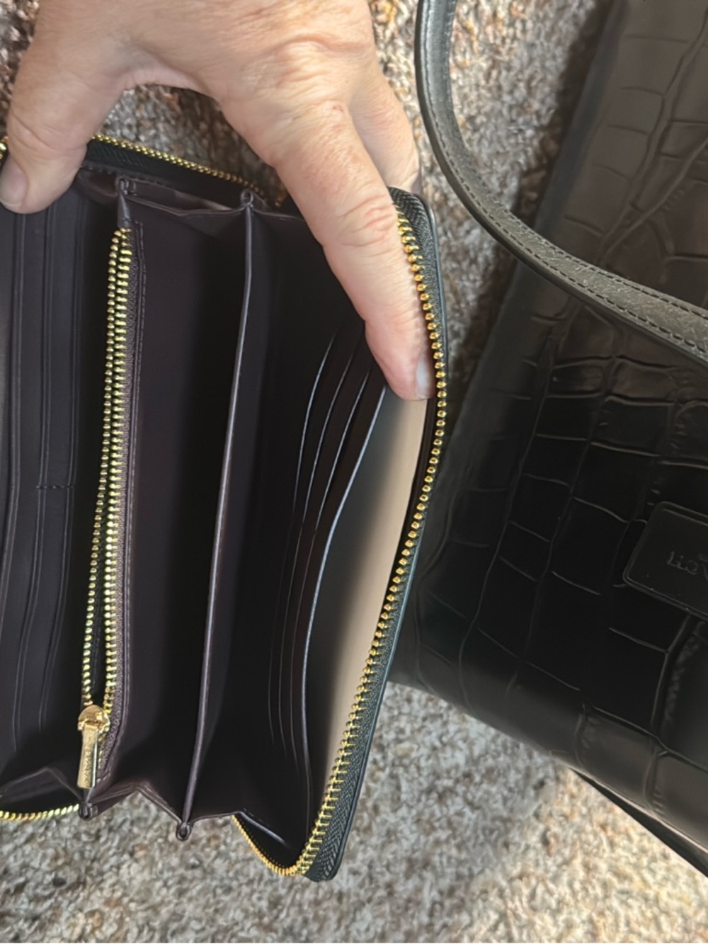 Coach Black Croc-Mollie Tote with Matching Wallet Set - Picture 2 of 5